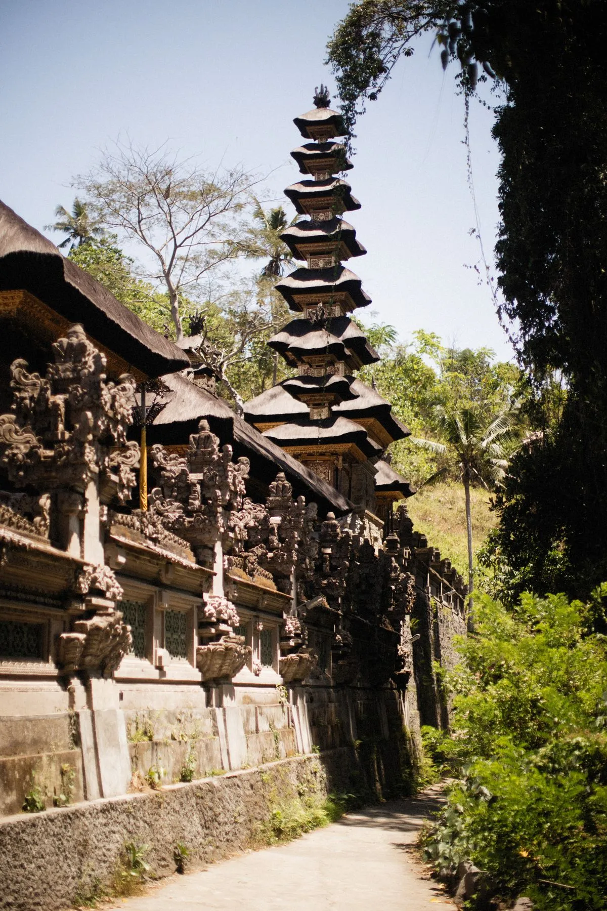 A Balinese temple with tiered meru towers